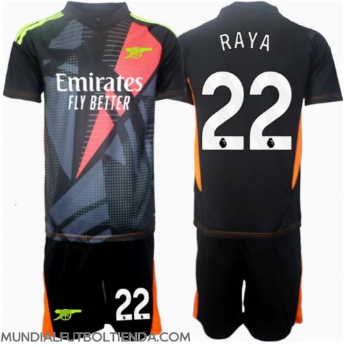 Camiseta Arsenal David Raya #22 Portero Tercera Equipación Replica 2024-25 para niños mangas cortas (+ Pantalones cortos)